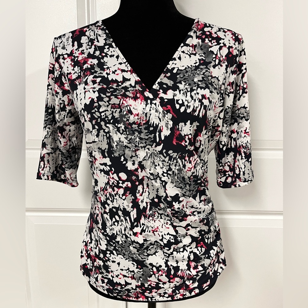 Jones Wear Faux Wrap Abstract Top